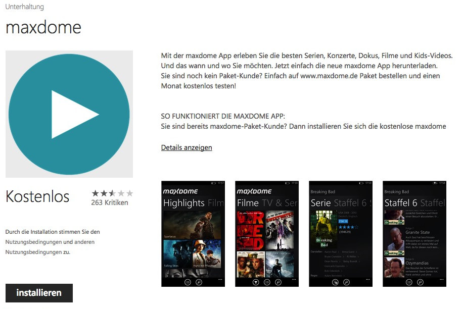 Video-on-Demand-Dienste? Nicht mit Windows Phone!